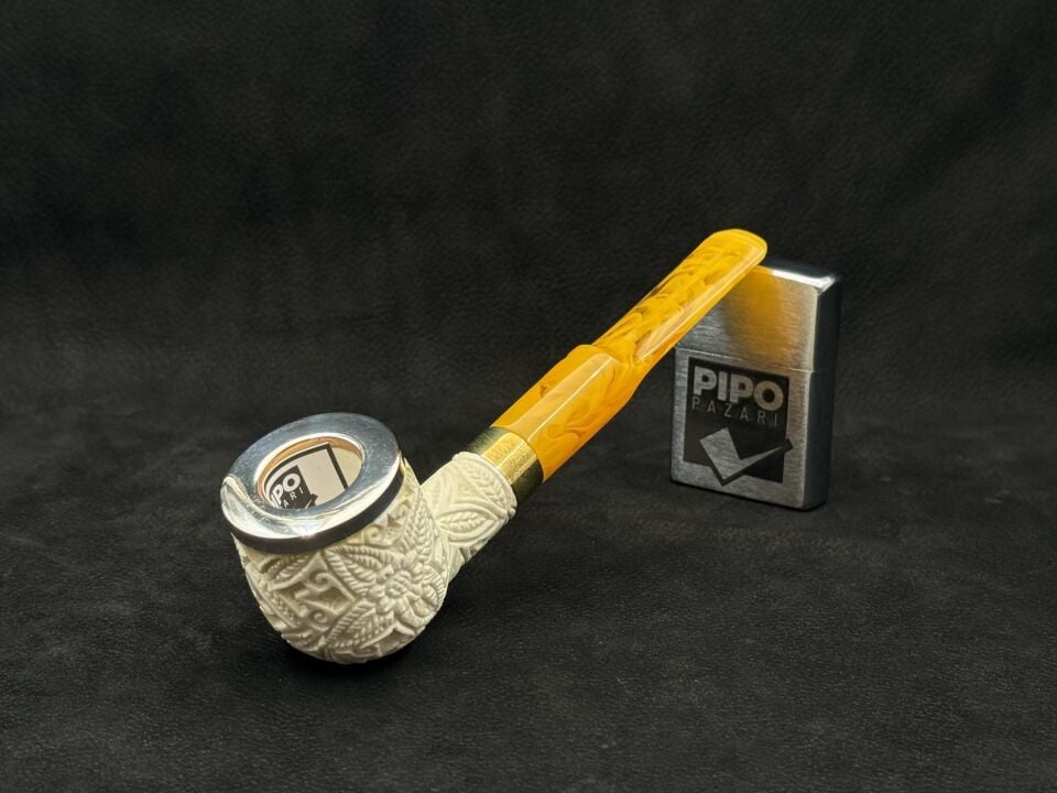 ALTINAY LÜLETAŞI ÇİÇEK OYMALI POT BILLARD | Metal Rim ve Sarı Ağızlık Kontrastı