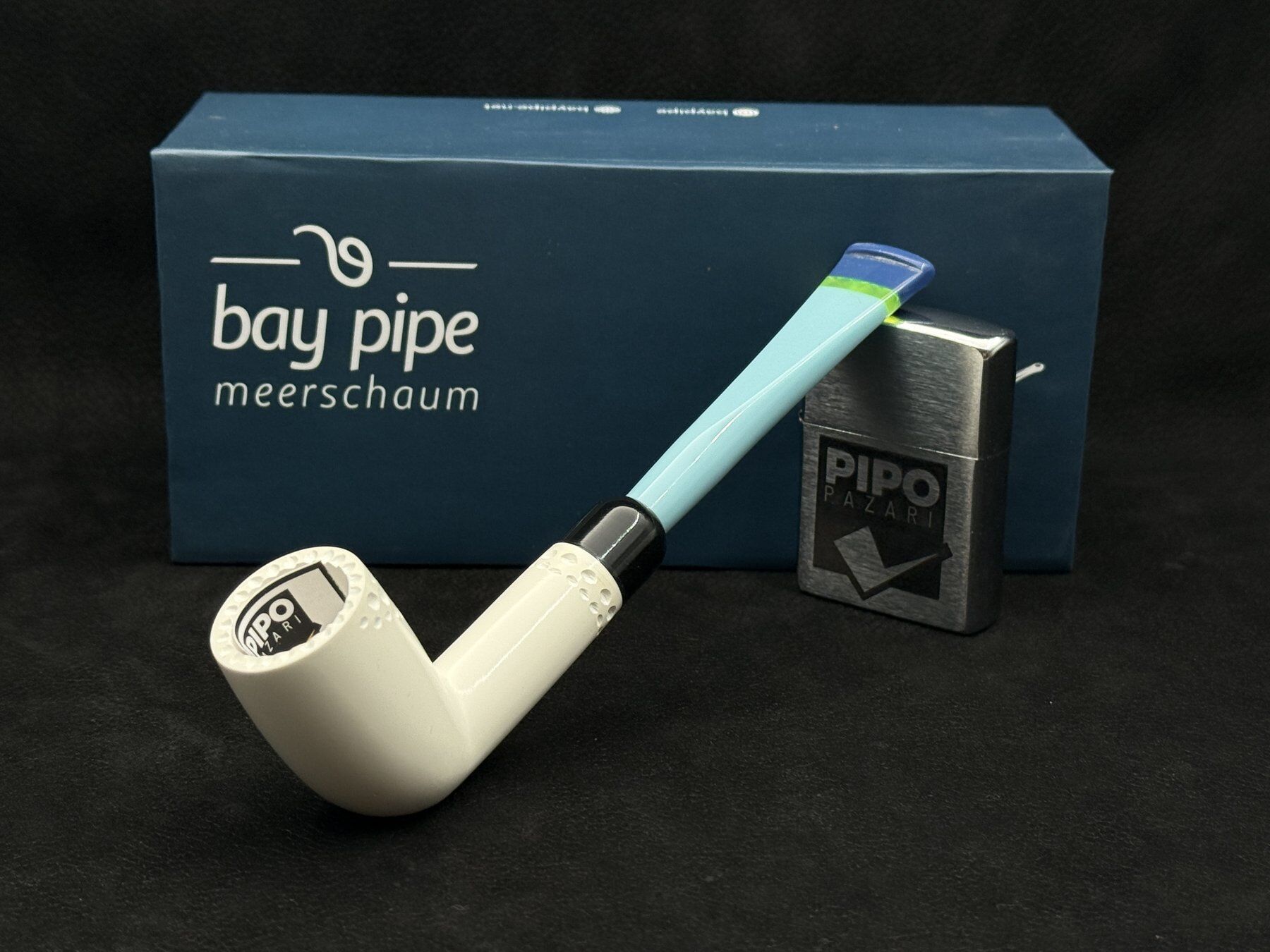 EMRE MANGALTEPE LÜLETAŞI MİNİ BILLARD PİPO | Mavi Akrilik Ağızlık