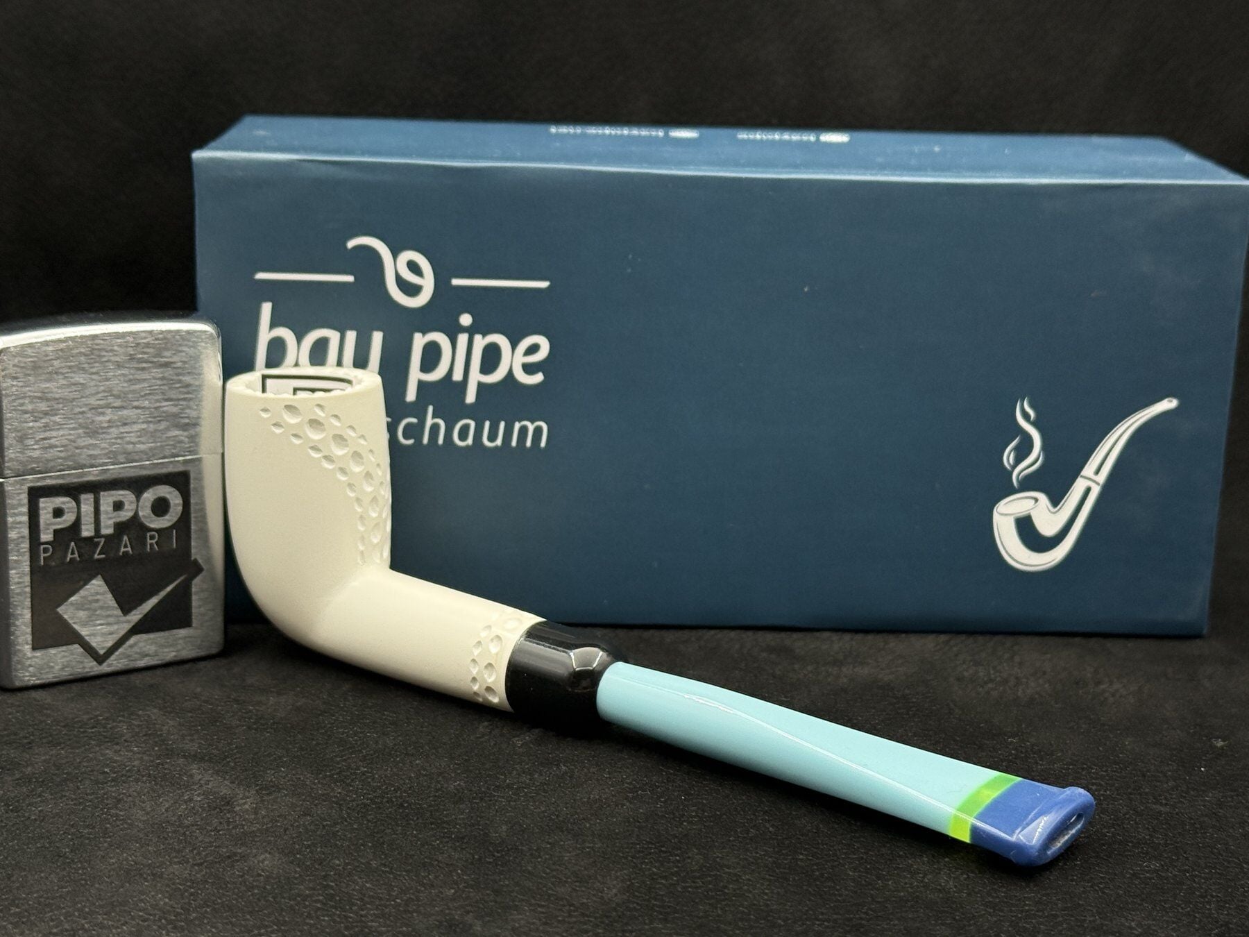 EMRE MANGALTEPE LÜLETAŞI MİNİ BILLARD PİPO | Mavi Akrilik Ağızlık