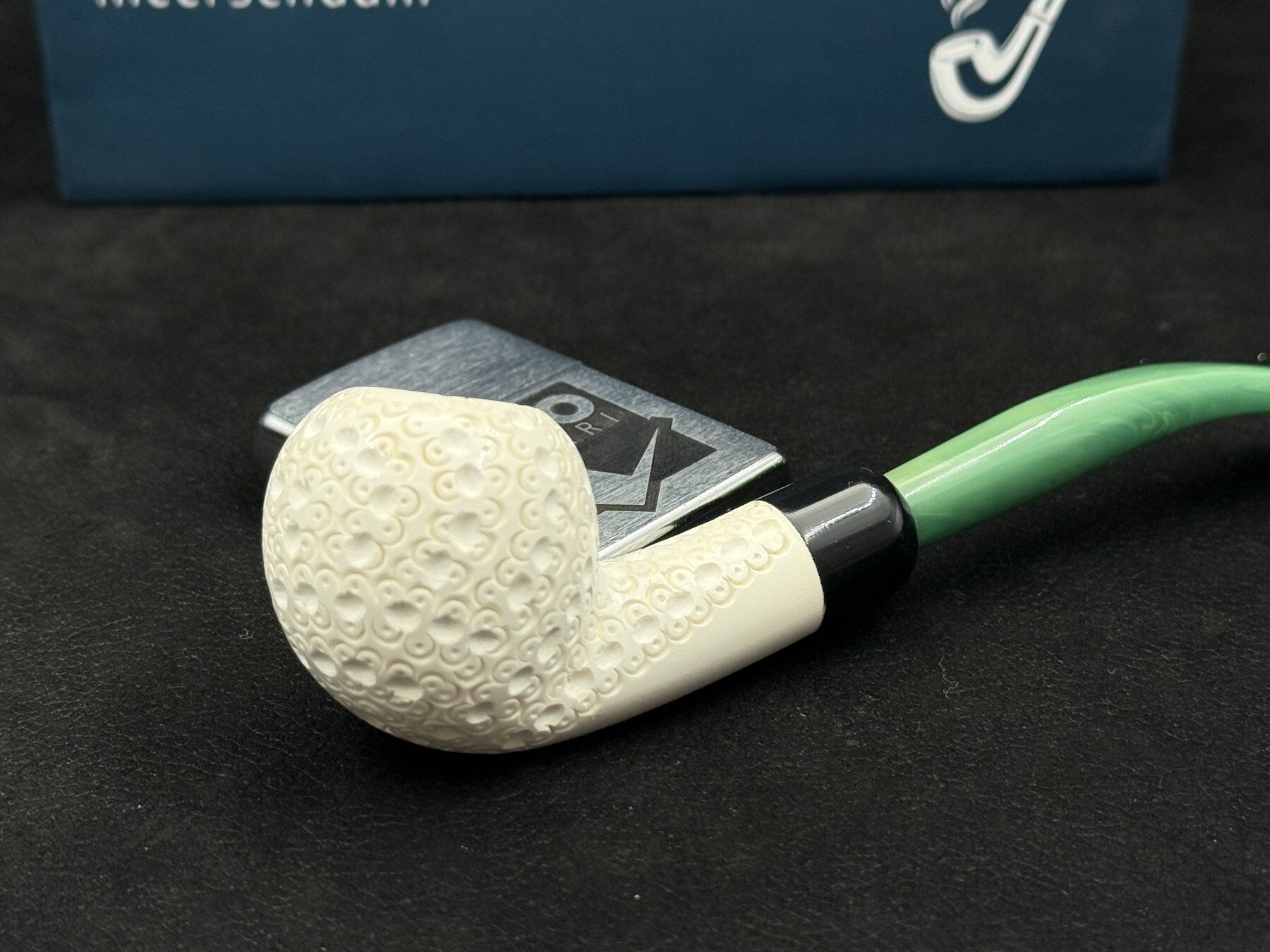 EMRE MANGALTEPE LÜLETAŞI MİNİ HALF BENT GOLF RUSTİK PİPO | Yeşil Akrilik Ağızlık