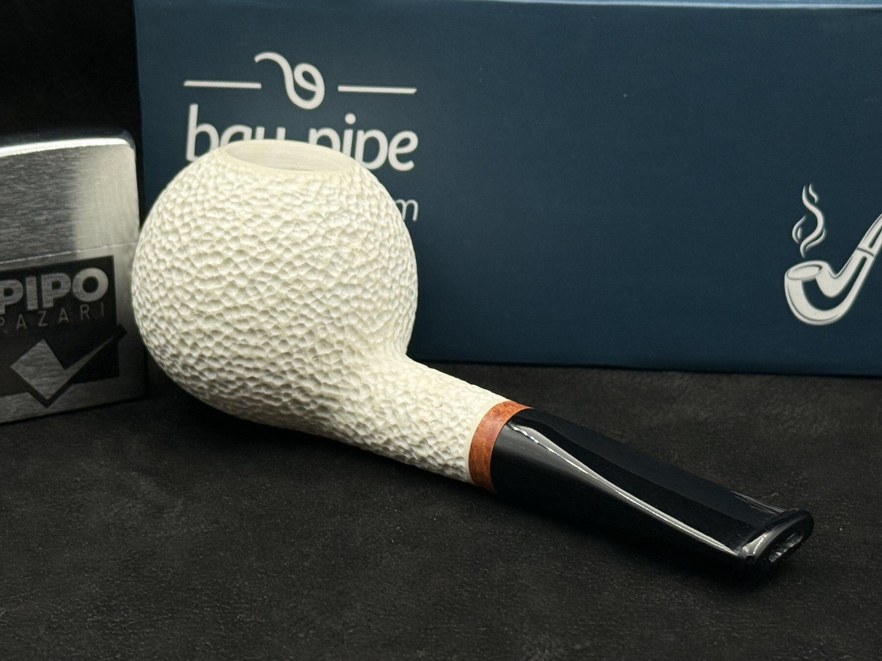 EMRE MANGALTEPE LÜLETAŞI RUSTİK APPLE BILLARD PİPO | El İşçiliği Dokulu Yüzey