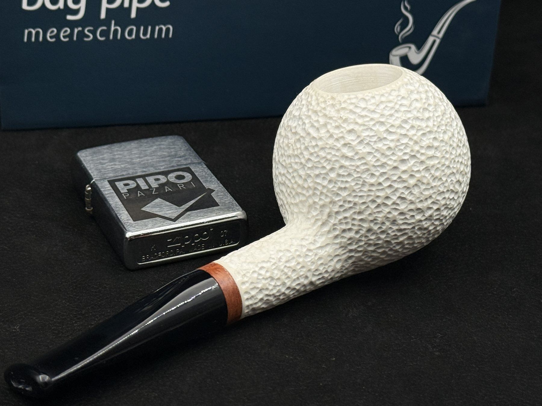 EMRE MANGALTEPE LÜLETAŞI RUSTİK APPLE BILLARD PİPO | El İşçiliği Dokulu Yüzey