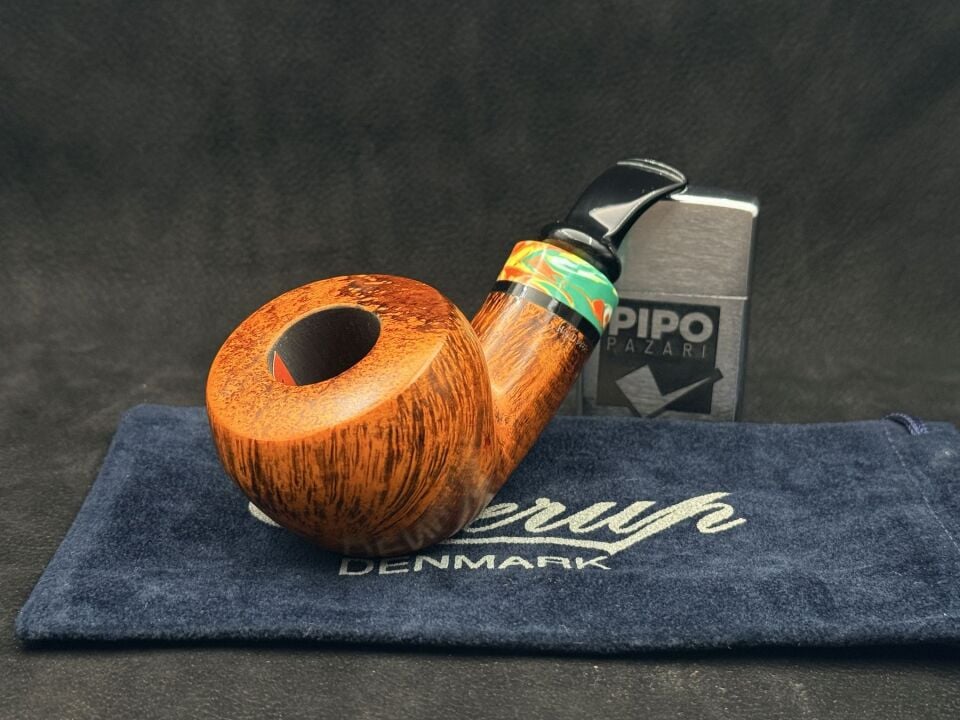 Peder Jeppesen Ida Easy Cut GR3 Pot Chubby Bent Pipo | Yeşil Yüzüklü Güçlü Form