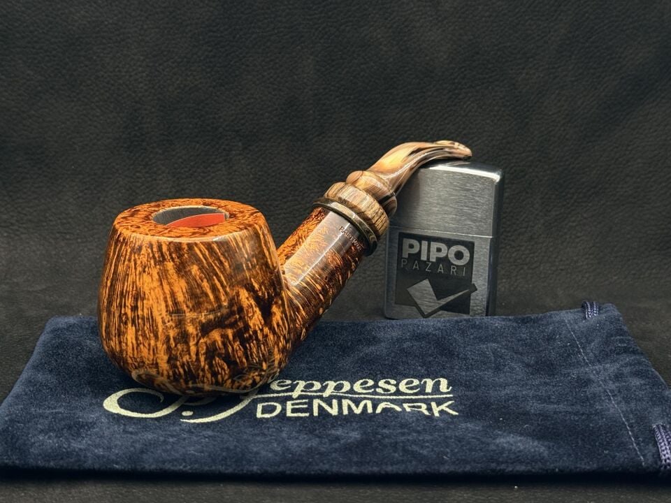 Peder Jeppesen Ida Easy Cut GR5 Bent Pipo | Ahşap Yüzük ve Krem Ağızlık Uyumuyla