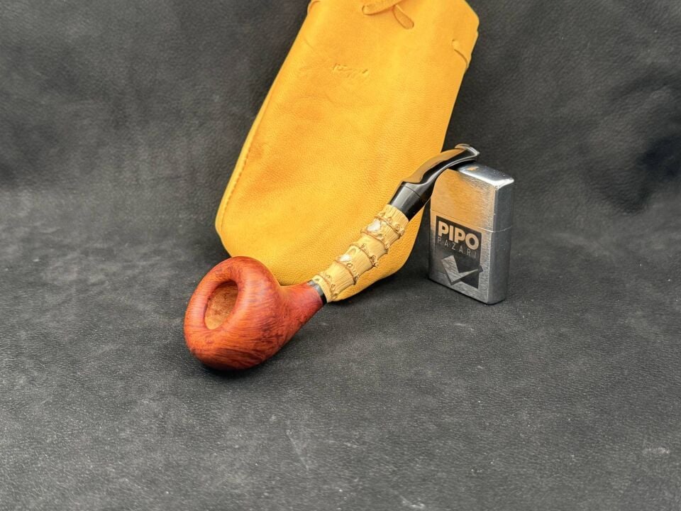 Rizza 183 Horn Style Bamboo Shank Pipo | Organik Form, Bambu Geçişli Özgün Tasarım